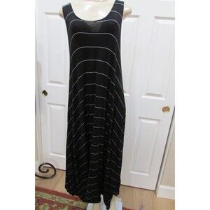 NOBLU BLACK/WHITE STRIPED SMOOTH KNIT TANK FOOTIE DRESS SIZE M